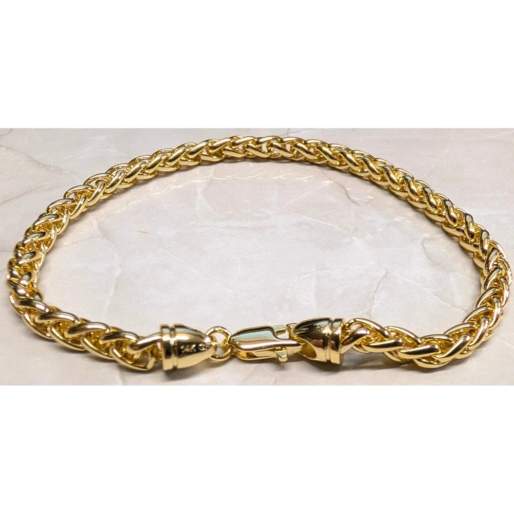 New 14K GF Gold Filled Wheat Chain Bracelet 7.25